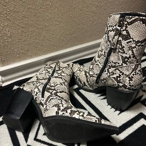 Snake Print Faux Leather Ankle Boots